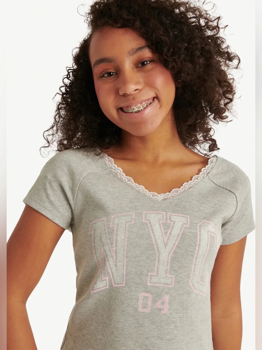 Justice Girl's Lace Trim Graphic Tee